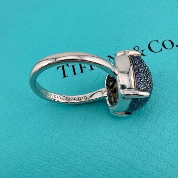 Tiffany & Co. Blue Sapphire Sugar Stack Ring 18k White Gold - Picture 8 of 14